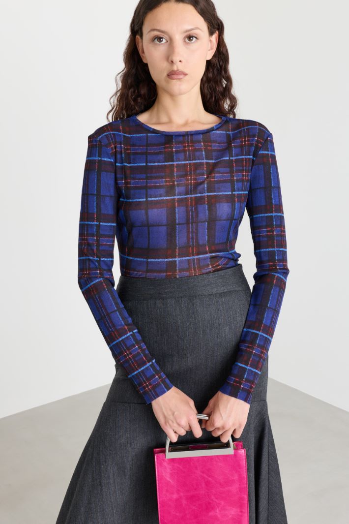 Top aderente in jersey tulle - BLU NERO - Intrend - 2
