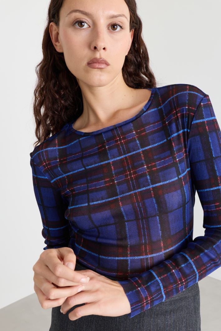 Top aderente in jersey tulle - BLU NERO - Intrend - 3