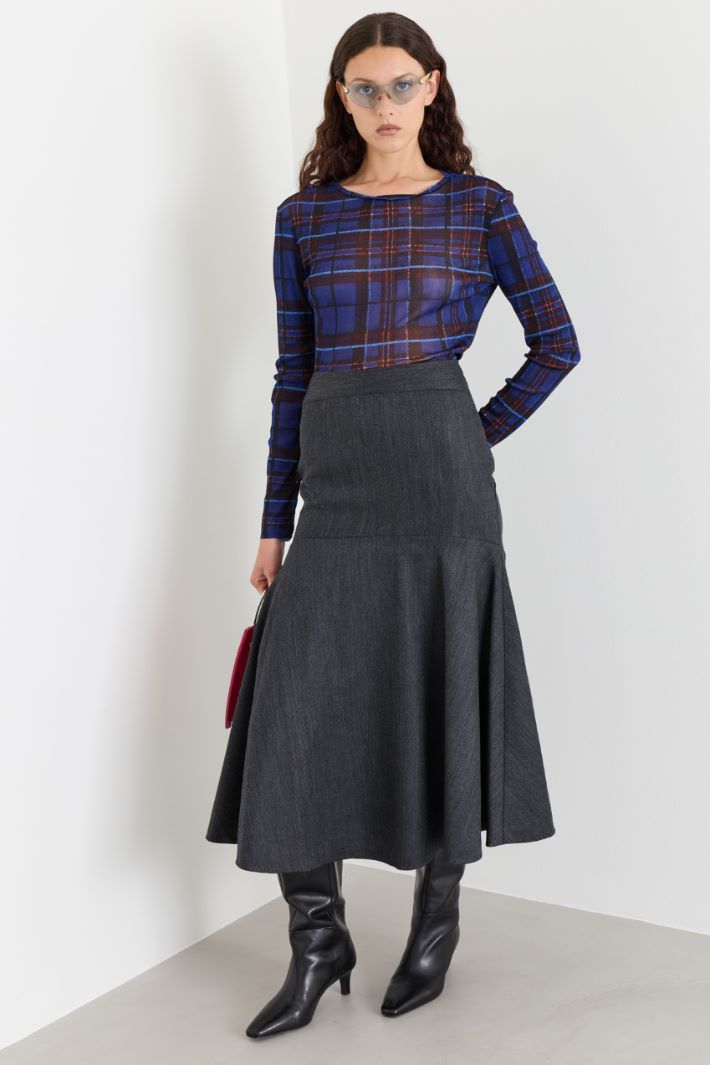 Top aderente in jersey tulle - BLU NERO - Intrend