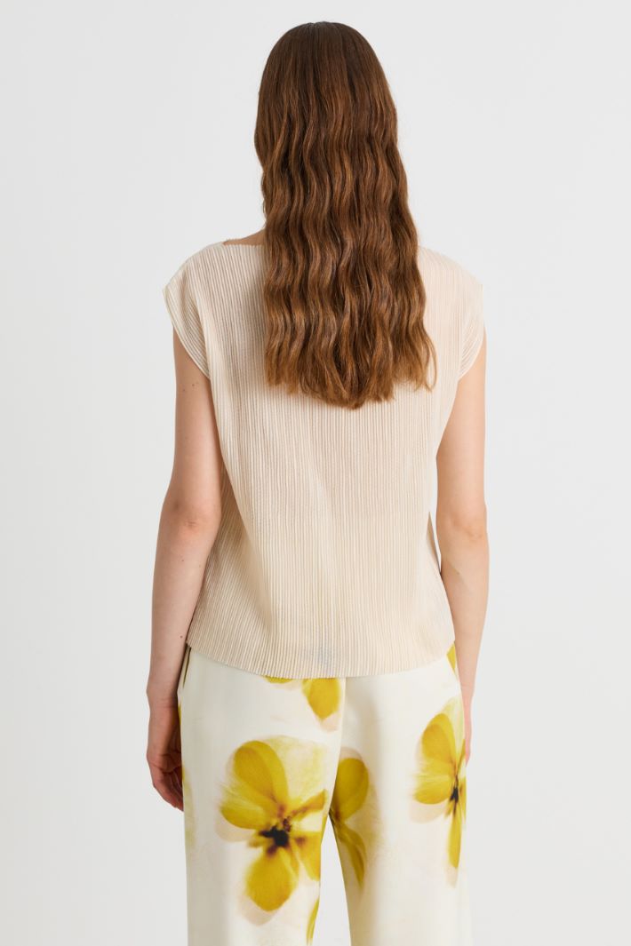 Top in jersey plissé - BIANCO - Intrend - 4