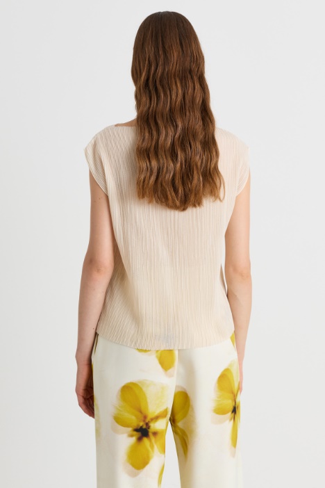 Top in jersey plissé