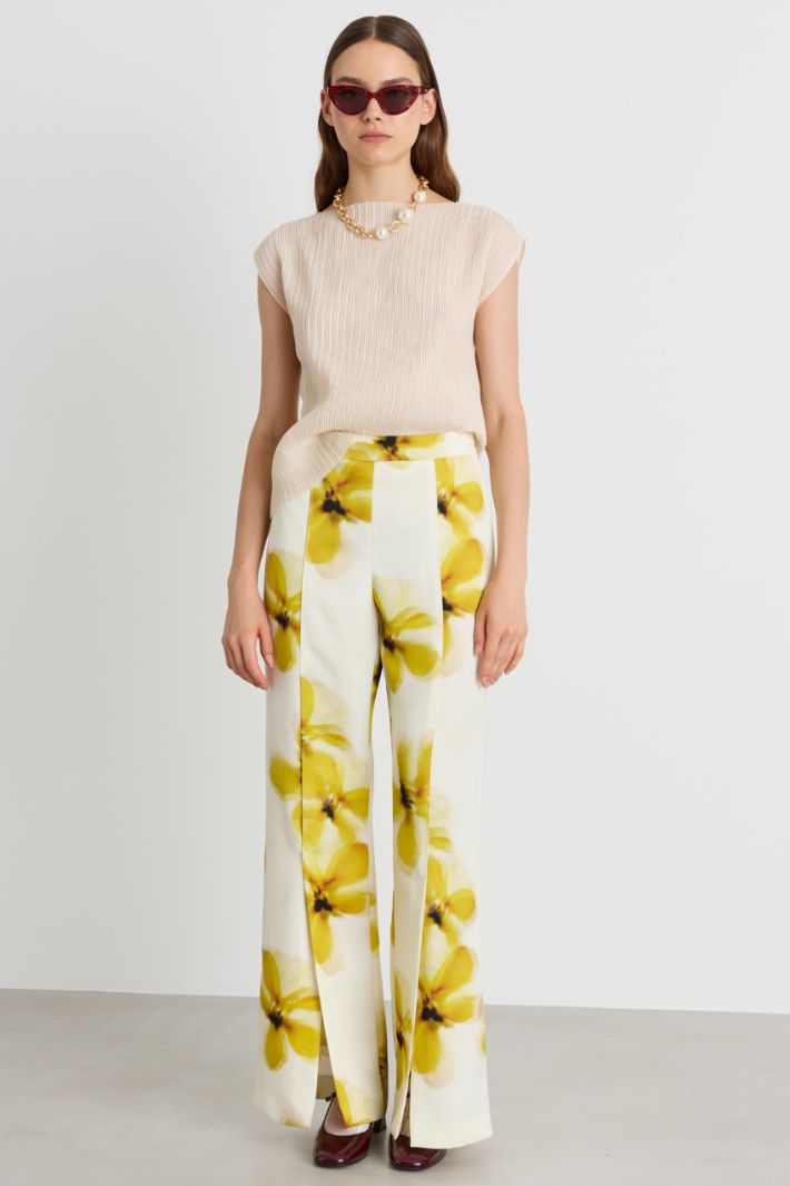 Top in jersey plissé - BIANCO - Intrend