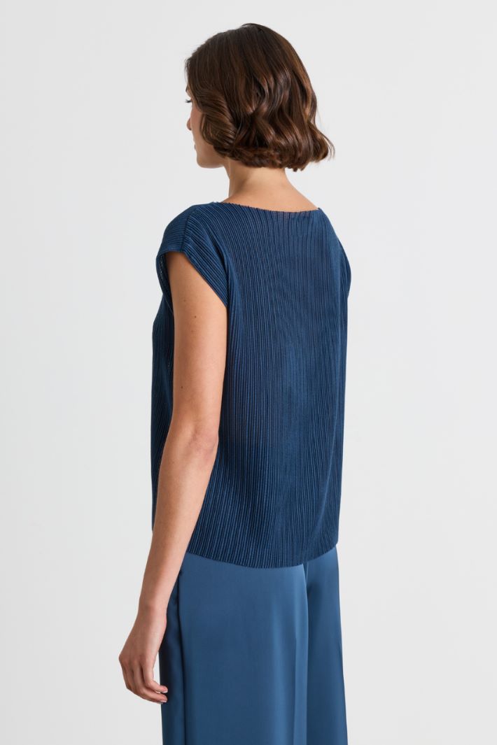 Top in jersey plissé - BLU - Intrend - 4