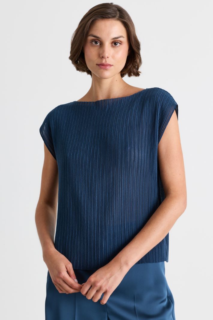 Top in jersey plissé - BLU - Intrend - 2