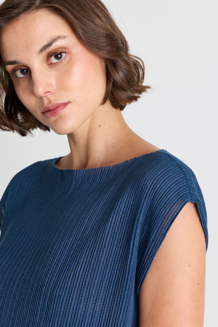 Top in jersey plissé - BLU - Intrend - 3