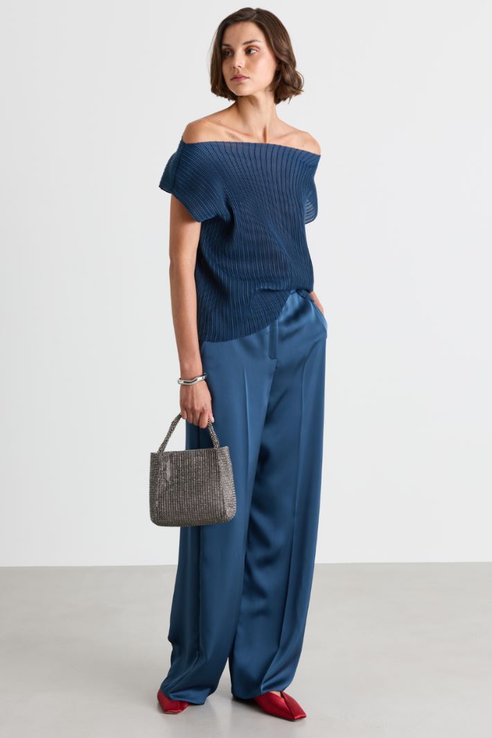 Top in jersey plissé - BLU - Intrend