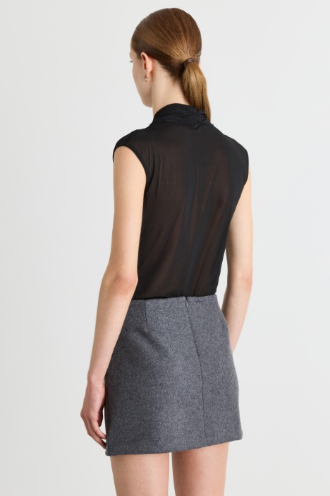 Body in jersey di viscosa con scollo drappeggiato
