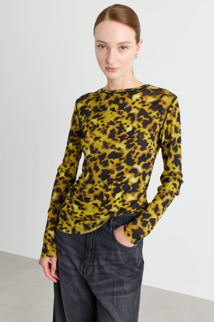 T-shirt in jersey tulle - GIALLO - Intrend - 2