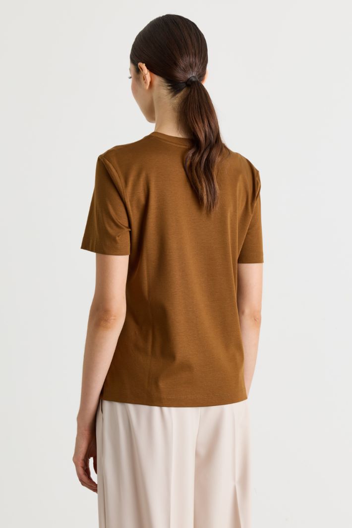 Embroidered T-shirt - BROWN - Intrend - 4