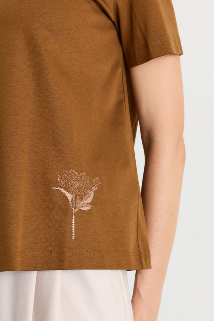 Embroidered T-shirt - BROWN - Intrend - 3