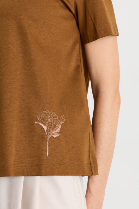 T-shirt in misto di cotone con ricamo