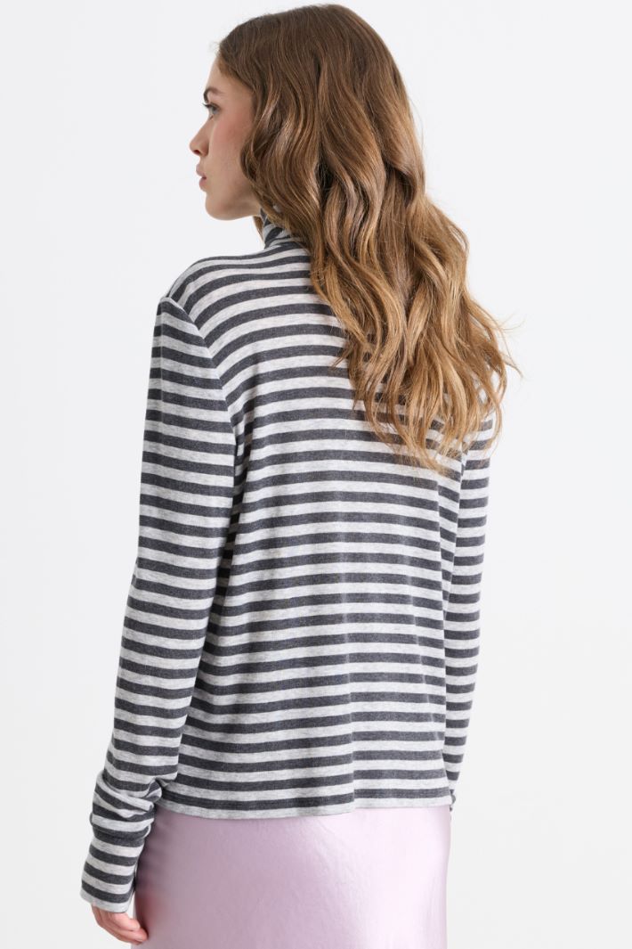 T-shirt lupetto in jersey - GRIGIO NERO - Intrend - 4