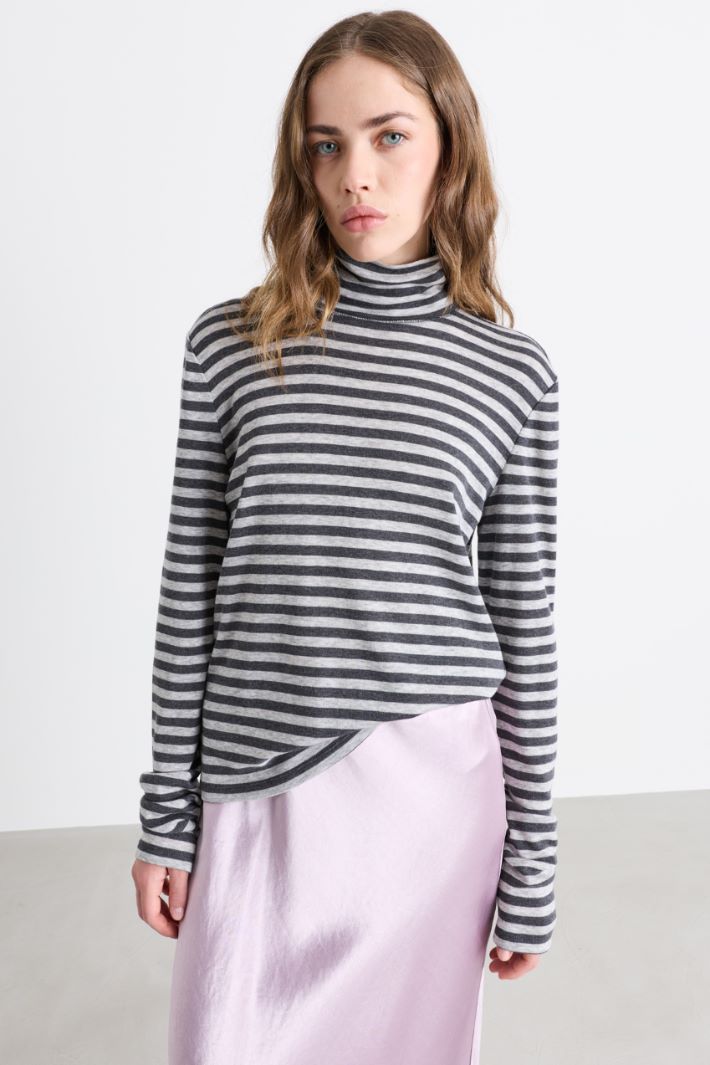 T-shirt lupetto in jersey - GRIGIO NERO - Intrend - 2