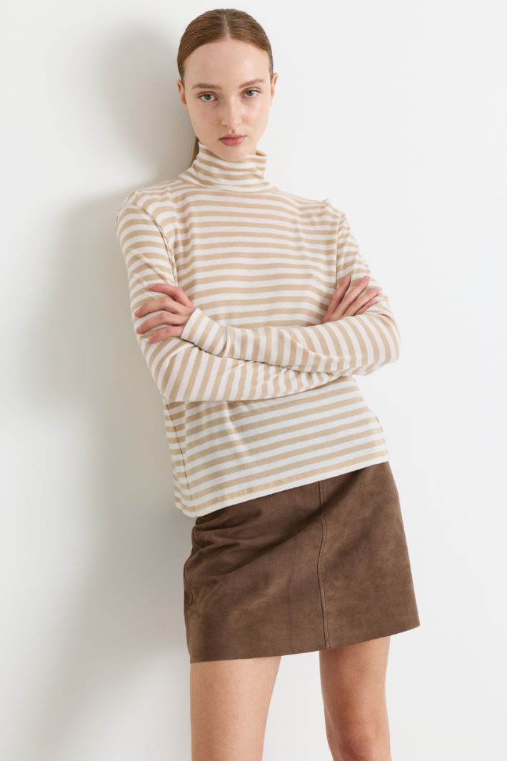 T-shirt lupetto in jersey - BIANCO CAMMELLO - Intrend - 2