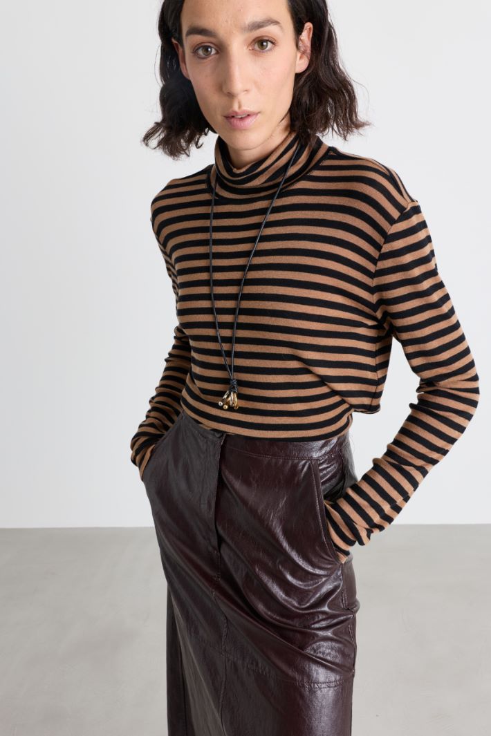 T-shirt lupetto in jersey - CAMMELLO MARRONE - Intrend - 3
