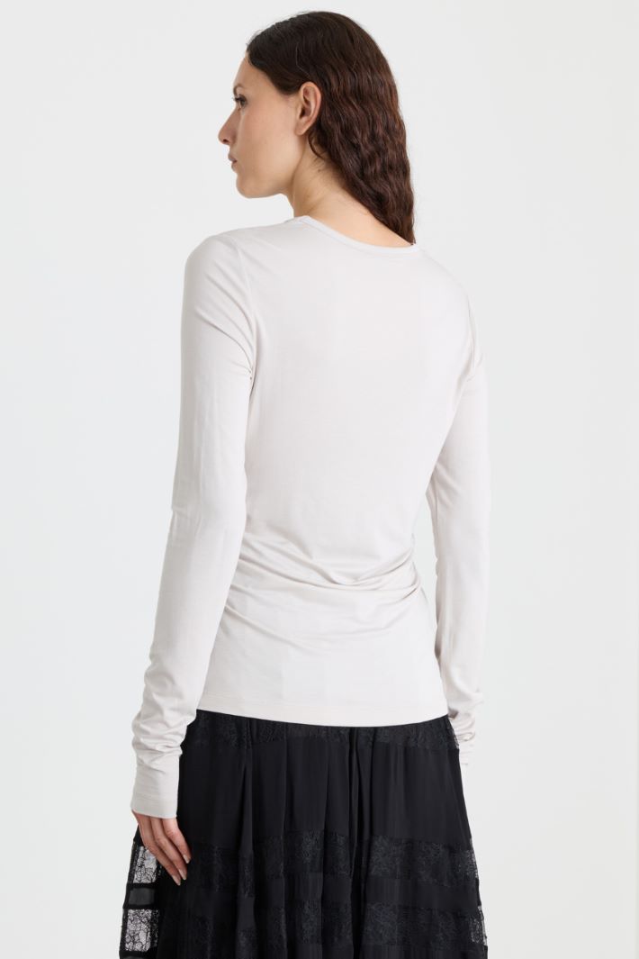T-shirt con drappeggi - BIANCO - Intrend - 4