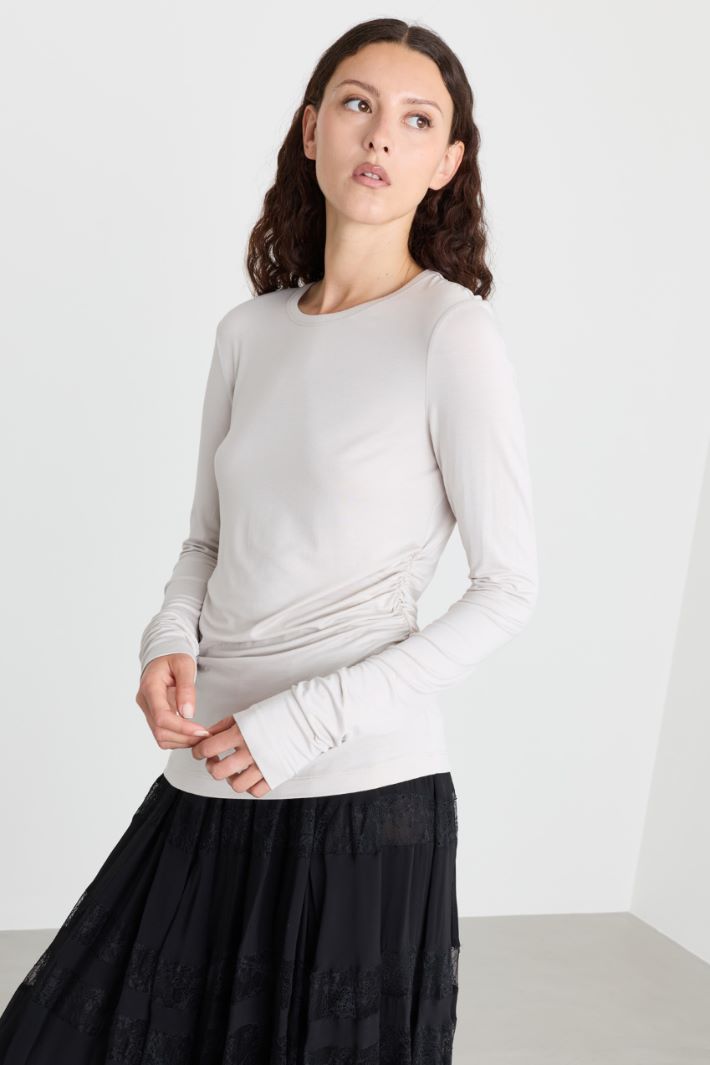 T-shirt con drappeggi - BIANCO - Intrend - 2