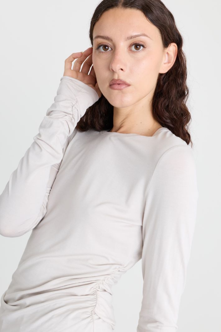 T-shirt con drappeggi - BIANCO - Intrend - 3