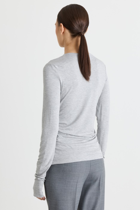 T-shirt in jersey di viscosa con drappeggi