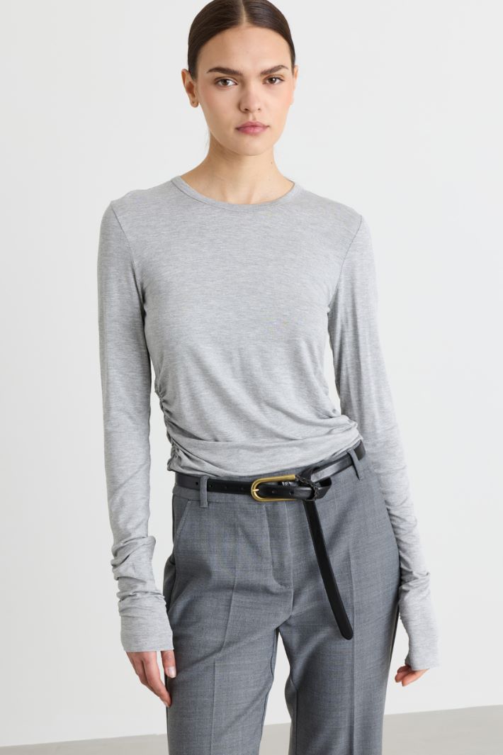 T-shirt con drappeggi - GRIGIO  - Intrend - 2