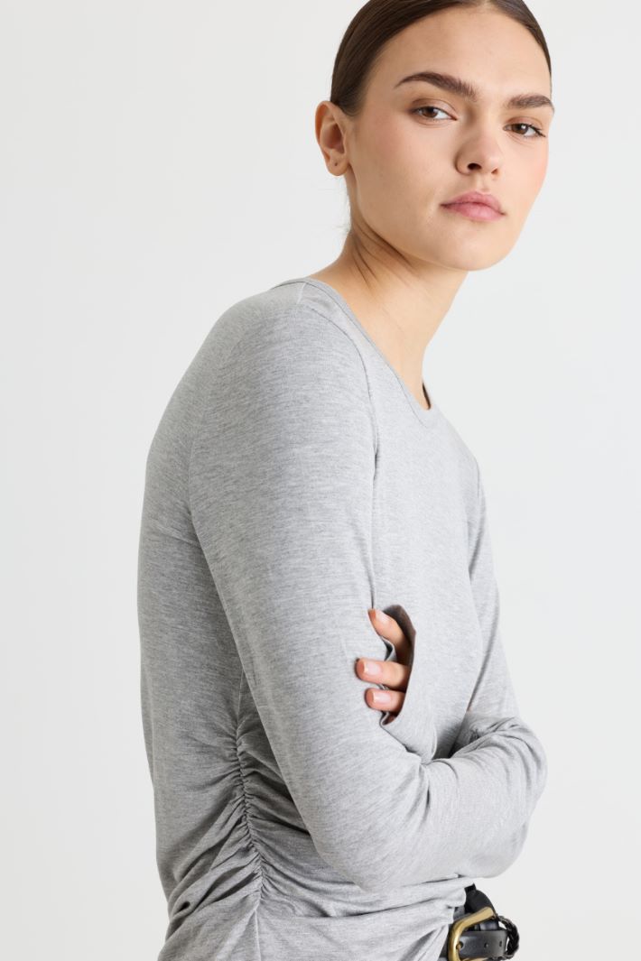 T-shirt con drappeggi - GRIGIO  - Intrend - 3