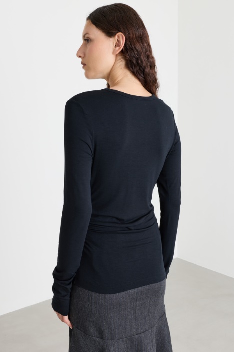 T-shirt in jersey di viscosa con drappeggi