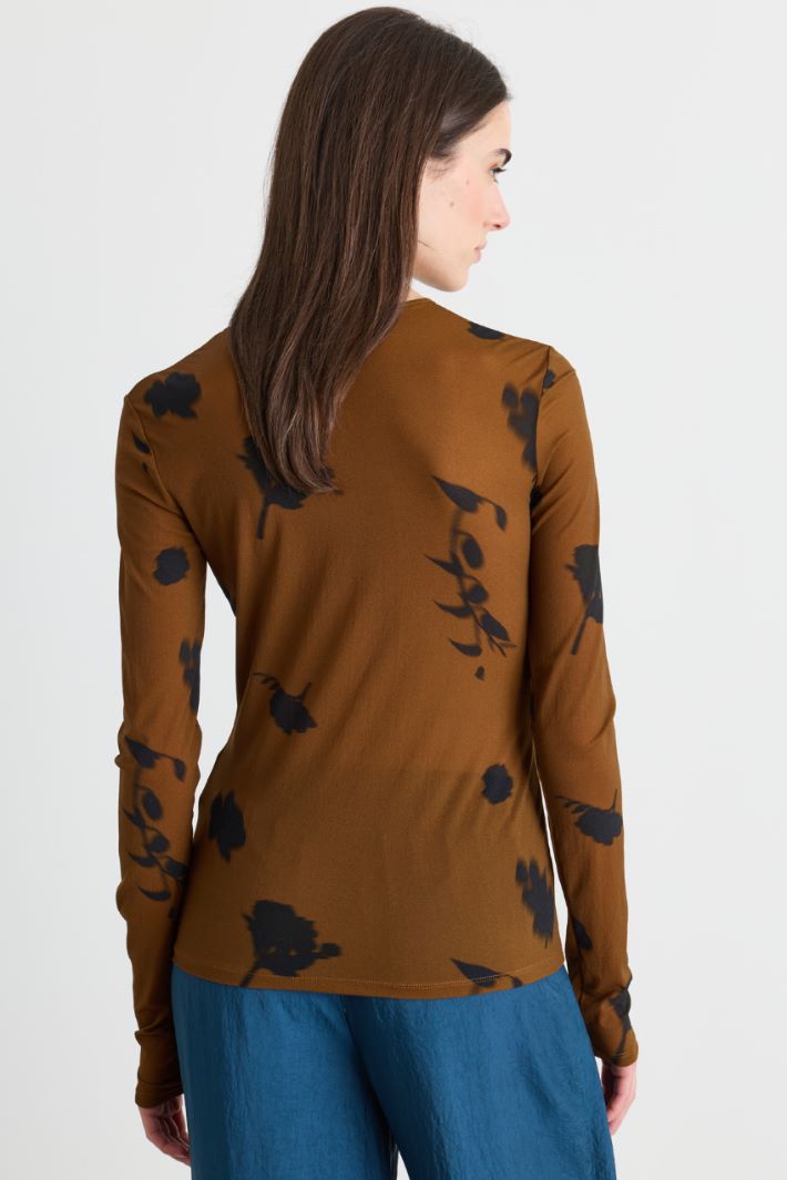 Top slim in jersey tulle - MARRONE - Intrend - 4