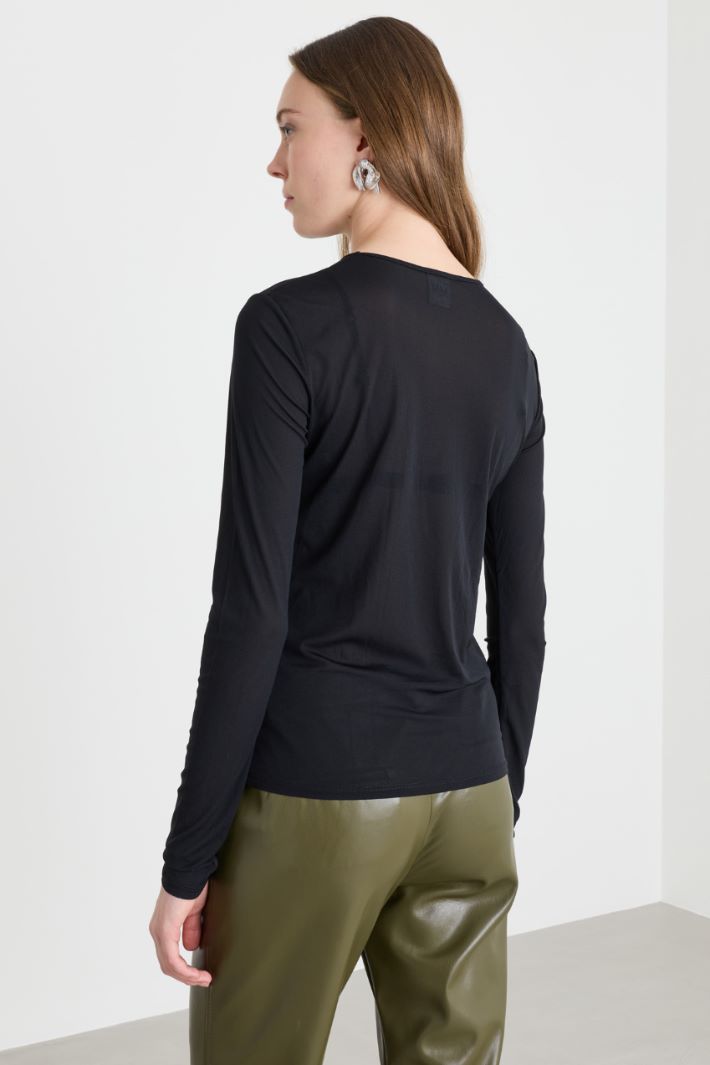 Top slim in jersey tulle - NERO - Intrend - 4