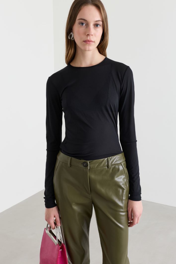Top slim in jersey tulle - NERO - Intrend - 2