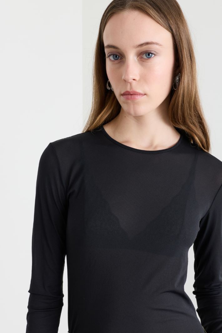 Top slim in jersey tulle - NERO - Intrend - 3