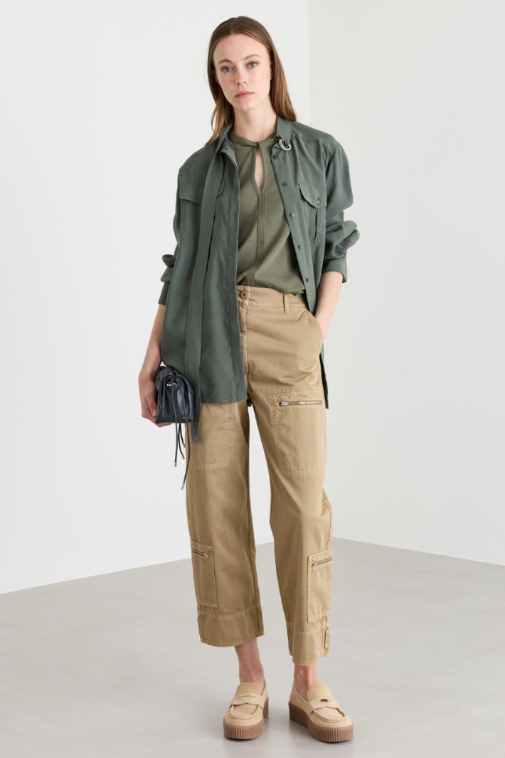 Top cut-out a costine - VERDE - Intrend