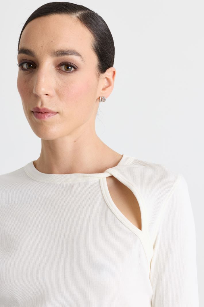 T-shirt con cut-out a costine - BIANCO - Intrend - 3