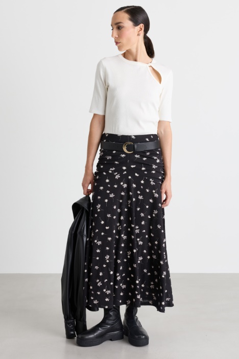 T-shirt con cut-out a costine - Intrend