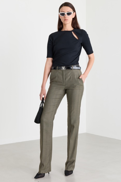T-shirt con cut-out a costine - Intrend
