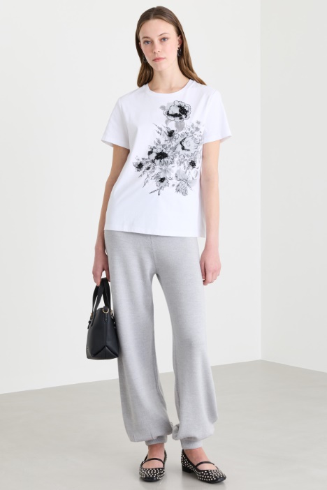 T-shirt in jersey con ricami - Intrend