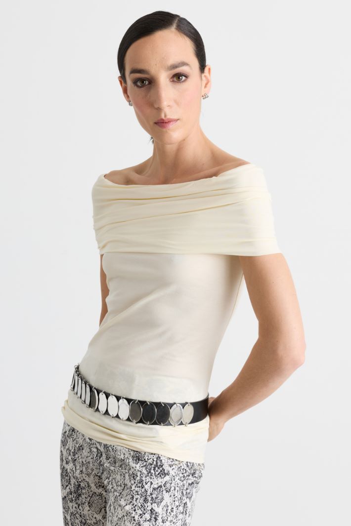 Top off--shoulder in jersey - BIANCO - Intrend - 4