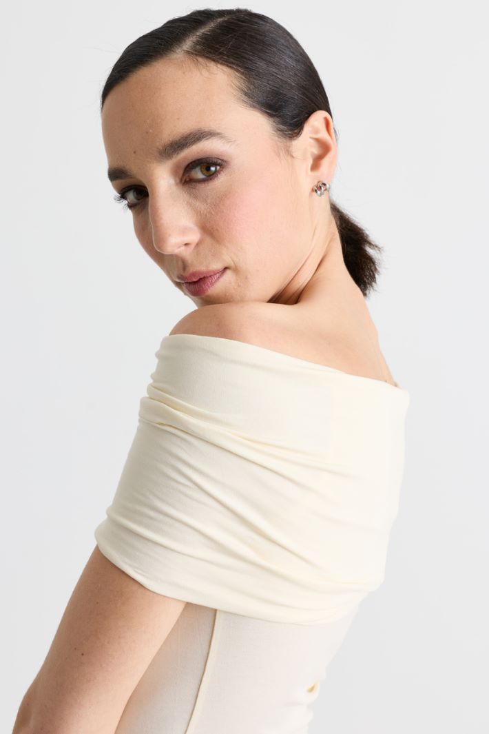 Top off--shoulder in jersey - BIANCO - Intrend - 3