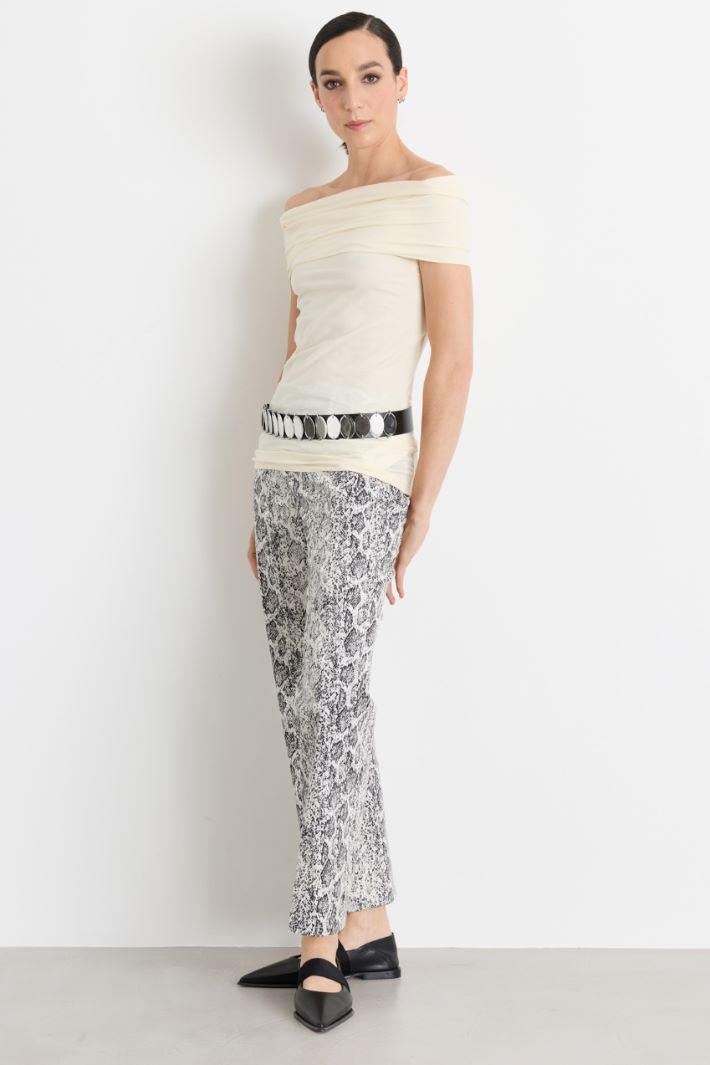 Top off--shoulder in jersey - BIANCO - Intrend