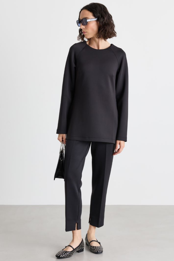 T-shirt in jersey compatto - NERO - Intrend