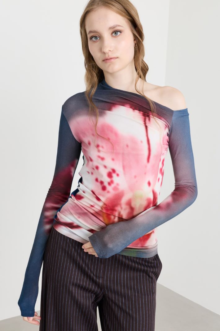 T-shirt à encolure asymétrique - ROSE - Intrend - 3