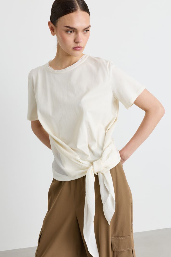 T-shirt con dettaglio a nodo - BIANCO - Intrend - 3