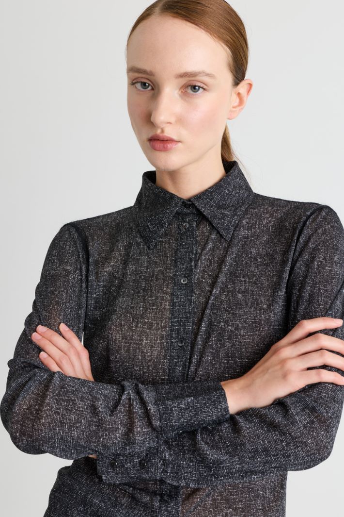 Camicia in jersey tulle - NERO - Intrend - 3