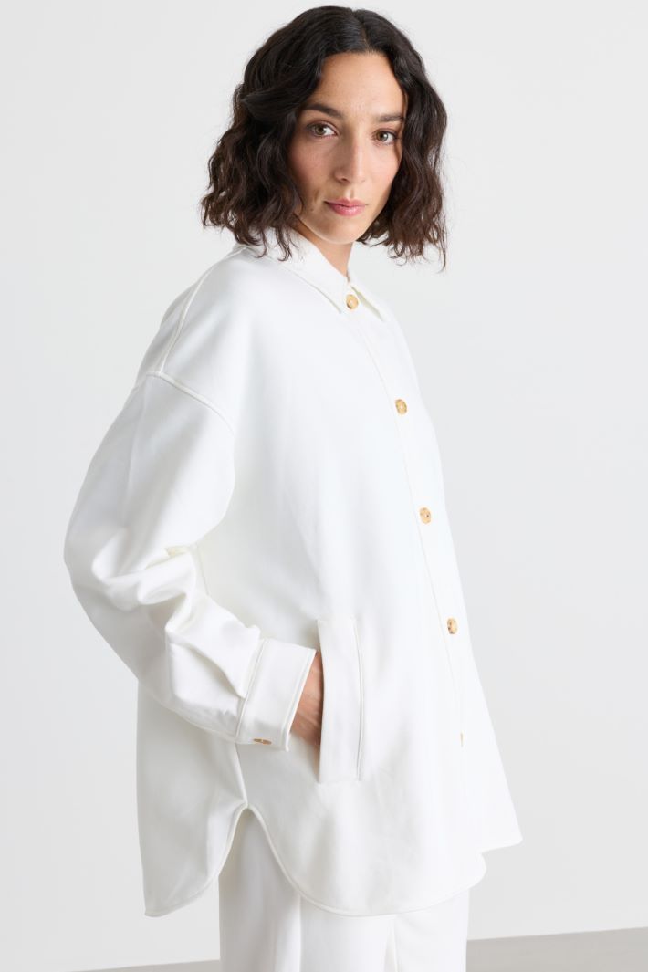 Felpa ampia con bottoni - BIANCO - Intrend - 3