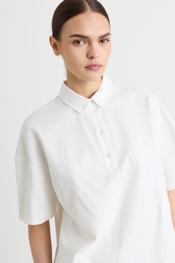 Blusa in jersey e raso - BIANCO - Intrend - 3