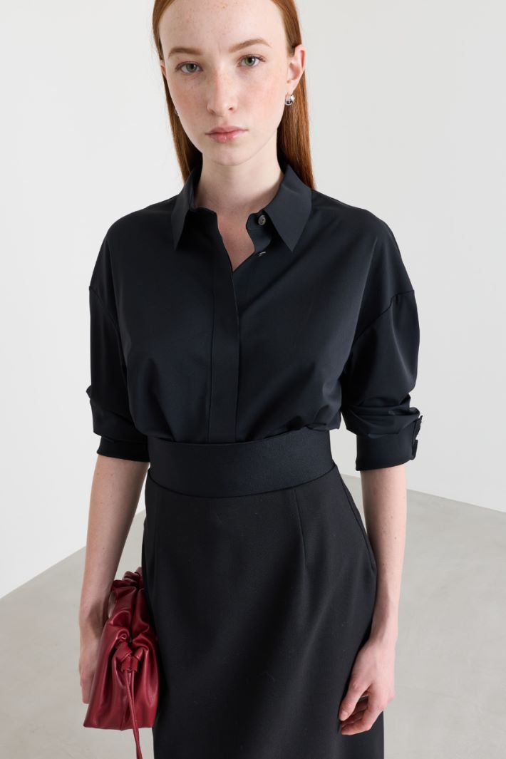 Camicia in jersey tecnico - NERO - Intrend - 2