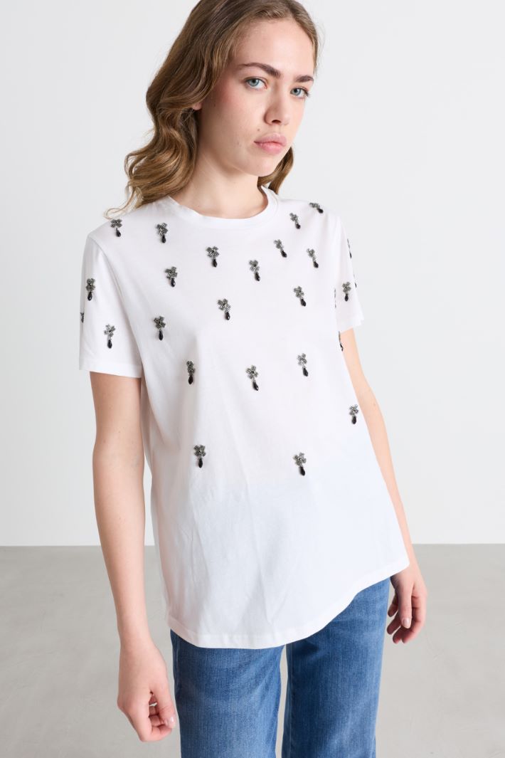 T-shirt con ricami - BIANCO - Intrend - 2
