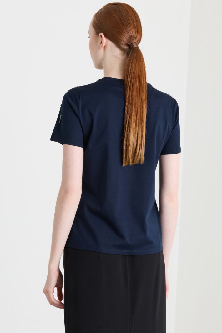 T-shirt con ricami - BLU - Intrend - 4