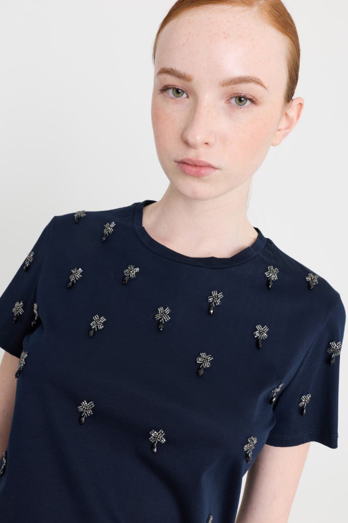T-shirt con ricami - BLU - Intrend - 3