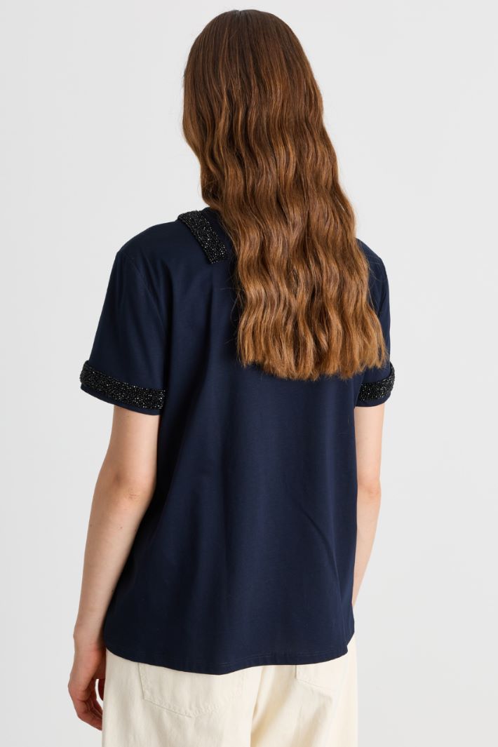 T-shirt con ricami - BLU NERO - Intrend - 4