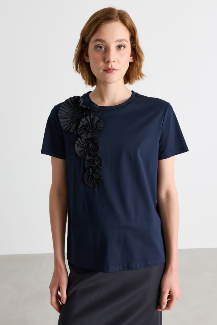 T-shirt con ricami - BLU - Intrend - 2